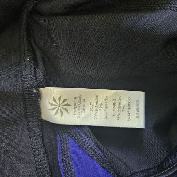 Athleta Athletic Womens Crop Leggings Capris Small S Blue Colorblock Pockets - Picture 8 of 9